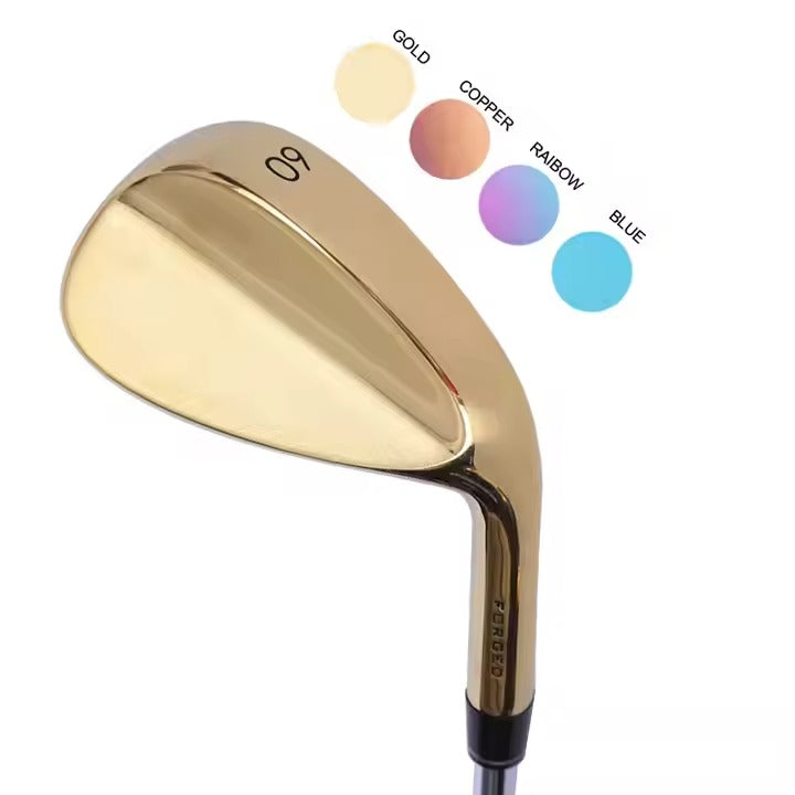 Luxurious Gold Electroplating Carbon Steel Forged Golf Club Wedge with Four Leaf Clover on the Sole